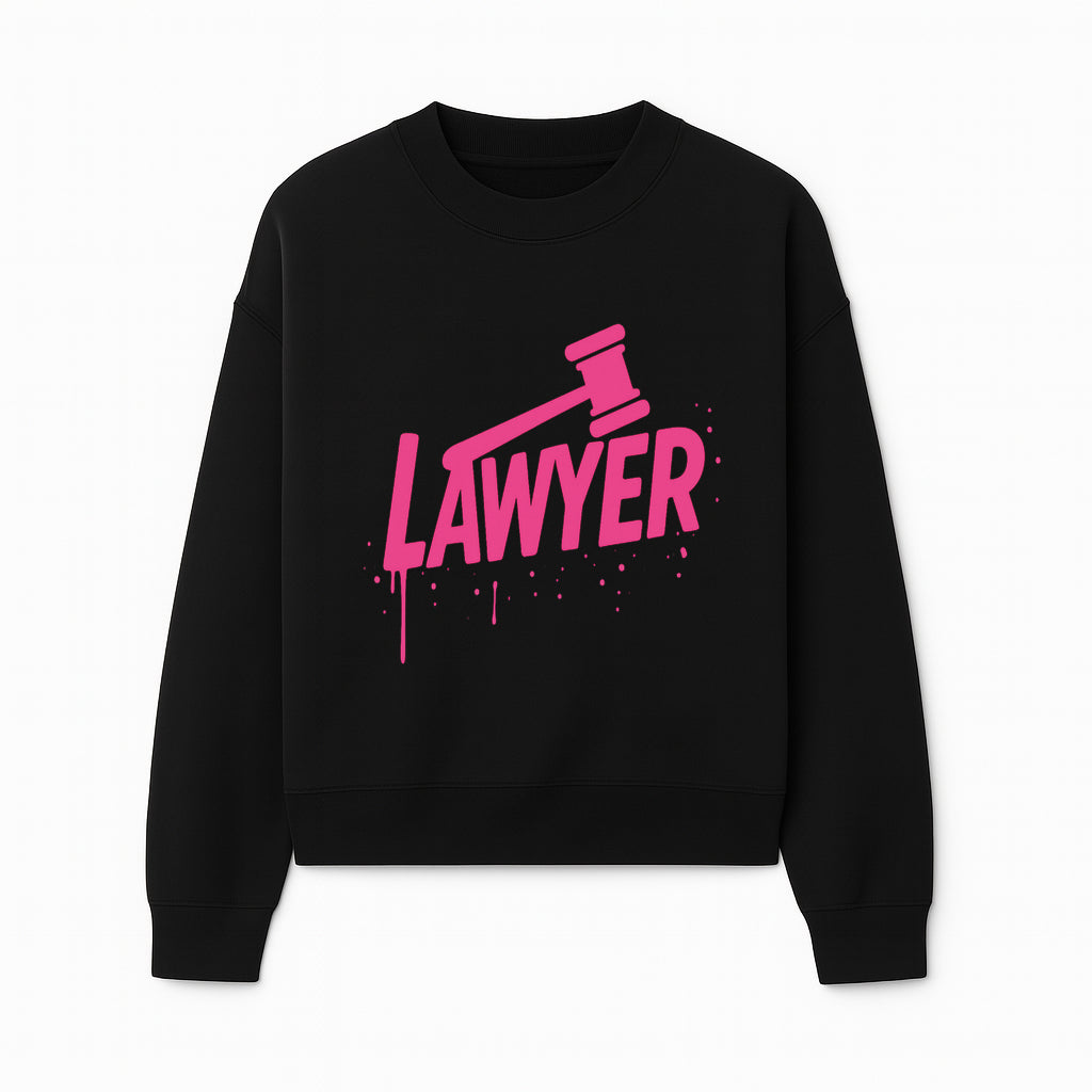 Bold Pink Lawyer Sign with Gavel Graphic for Legal Office or Law Firm Decor, Modern Studio Wall Art, Gift for Attorneys and Lawyers - Sweatshirt 1758263730540.jpg