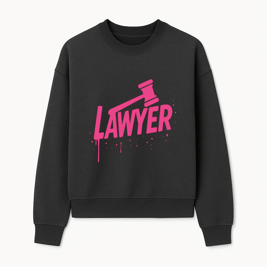 Bold Pink Lawyer Sign with Gavel Graphic for Legal Office or Law Firm Decor, Modern Studio Wall Art, Gift for Attorneys and Lawyers - Sweatshirt 1758263730719.jpg