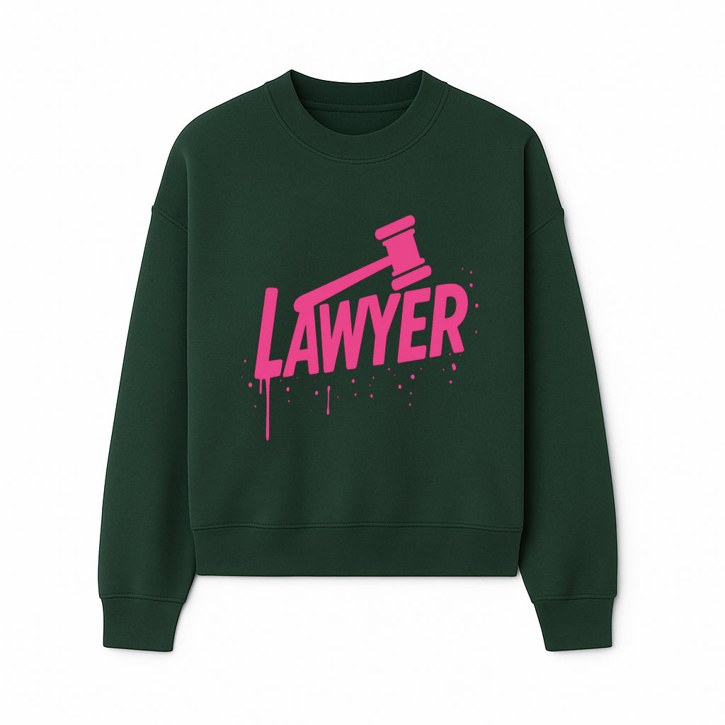 Bold Pink Lawyer Sign with Gavel Graphic for Legal Office or Law Firm Decor, Modern Studio Wall Art, Gift for Attorneys and Lawyers - Sweatshirt 1758263730843.jpg