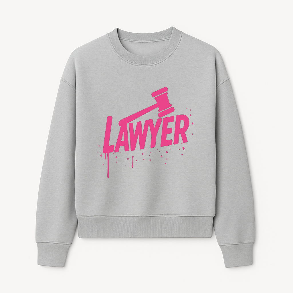 Bold Pink Lawyer Sign with Gavel Graphic for Legal Office or Law Firm Decor, Modern Studio Wall Art, Gift for Attorneys and Lawyers - Sweatshirt 1758263731000.jpg