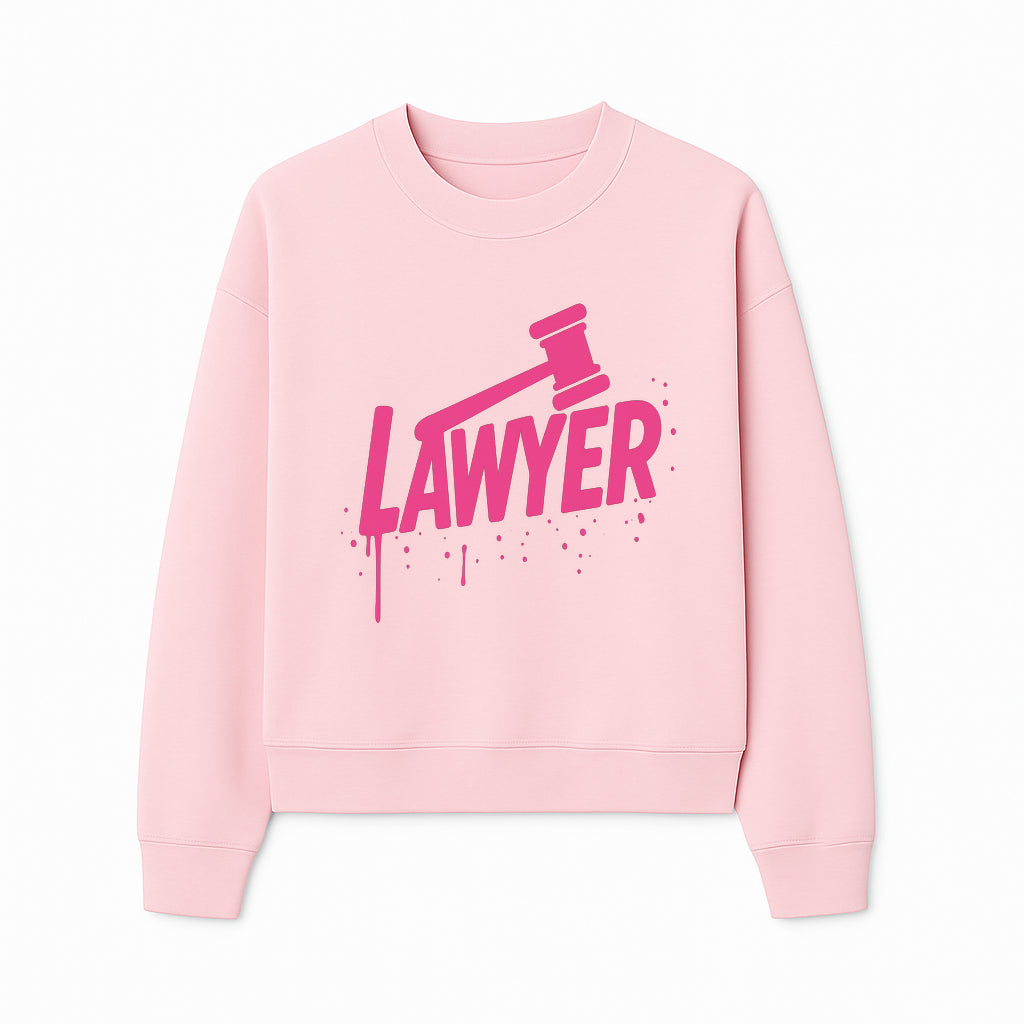 Bold Pink Lawyer Sign with Gavel Graphic for Legal Office or Law Firm Decor, Modern Studio Wall Art, Gift for Attorneys and Lawyers - Sweatshirt 1758263731312.jpg