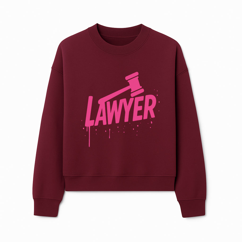 Bold Pink Lawyer Sign with Gavel Graphic for Legal Office or Law Firm Decor, Modern Studio Wall Art, Gift for Attorneys and Lawyers - Sweatshirt 1758263731462.jpg