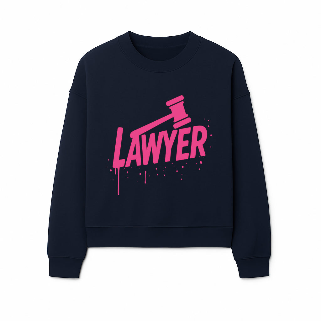 Bold Pink Lawyer Sign with Gavel Graphic for Legal Office or Law Firm Decor, Modern Studio Wall Art, Gift for Attorneys and Lawyers - Sweatshirt 1758263731620.jpg