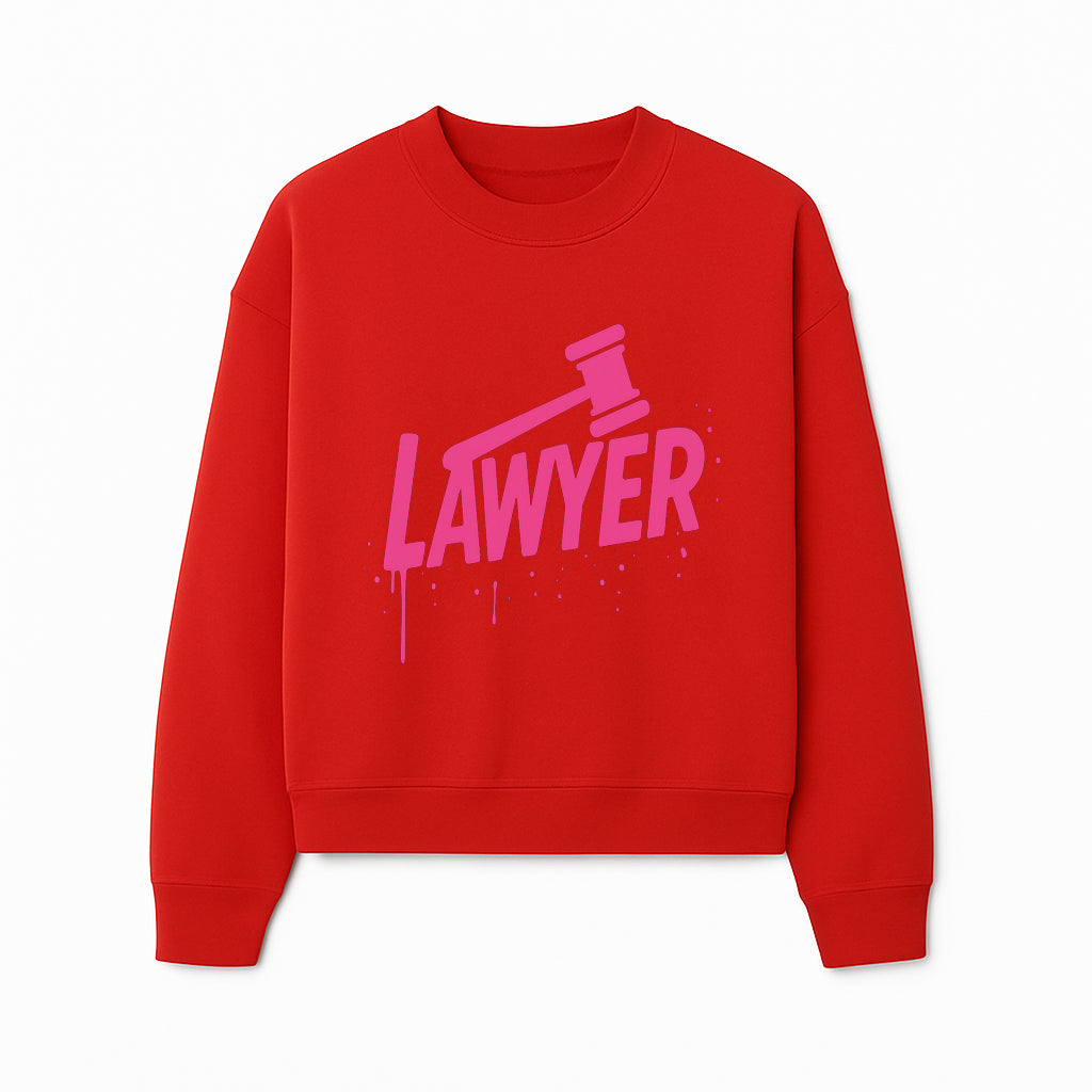Bold Pink Lawyer Sign with Gavel Graphic for Legal Office or Law Firm Decor, Modern Studio Wall Art, Gift for Attorneys and Lawyers - Sweatshirt 1758263731763.jpg