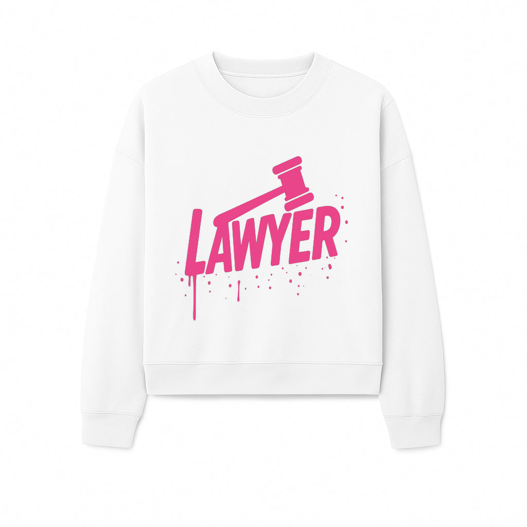 Bold Pink Lawyer Sign with Gavel Graphic for Legal Office or Law Firm Decor, Modern Studio Wall Art, Gift for Attorneys and Lawyers - Sweatshirt 1758263732050.jpg