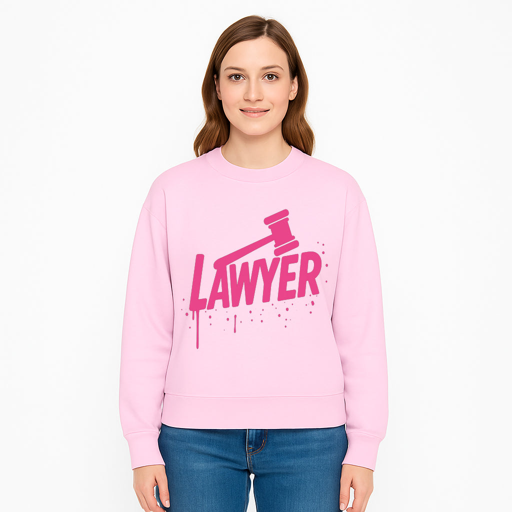 Bold Pink Lawyer Sign with Gavel Graphic for Legal Office or Law Firm Decor, Modern Studio Wall Art, Gift for Attorneys and Lawyers - Sweatshirt 1758263733371.jpg