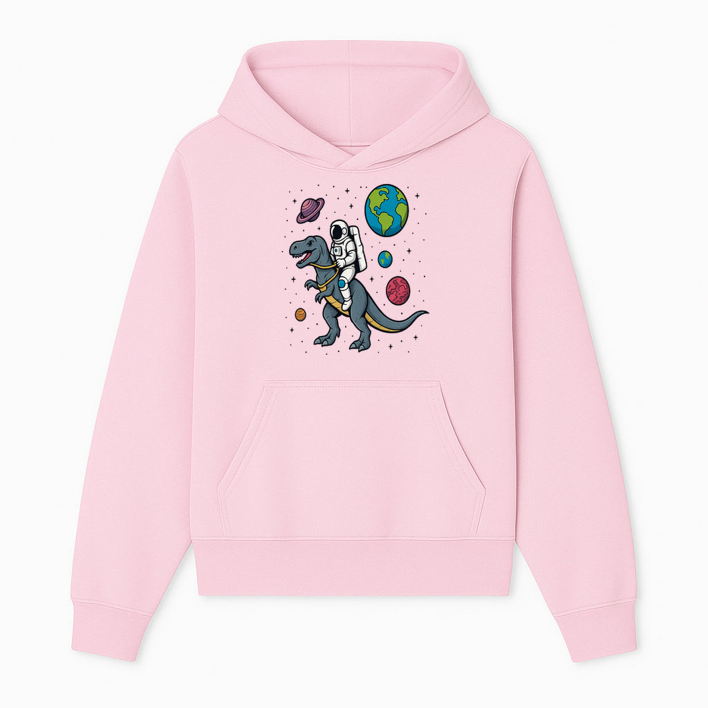 Astronaut Riding Dinosaur in Space - Colorful T-Rex and Planet Illustrations - Fun Cosmic Art Print for Kids Room Decor - Hoodie 1758273090597.jpg