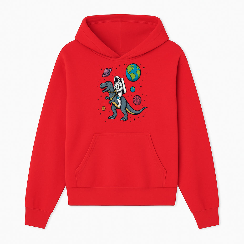 Astronaut Riding Dinosaur in Space - Colorful T-Rex and Planet Illustrations - Fun Cosmic Art Print for Kids Room Decor - Hoodie 1758273091124.jpg