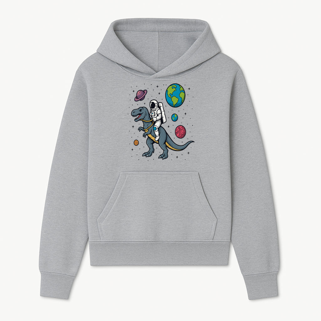 Astronaut Riding Dinosaur in Space - Colorful T-Rex and Planet Illustrations - Fun Cosmic Art Print for Kids Room Decor - Hoodie 1758273091267.jpg