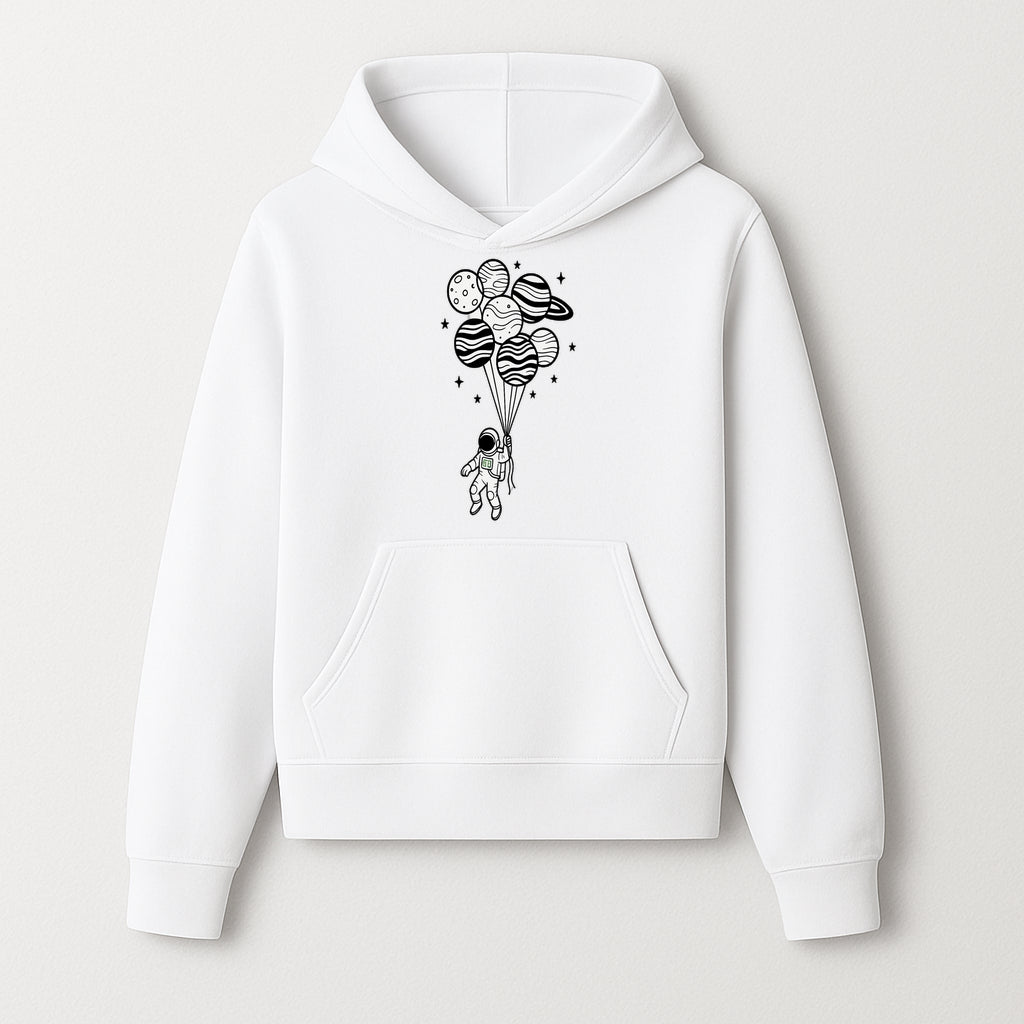 Astronaut with Planet Balloons Graphic Tee, Space Theme Shirt, Cosmic Adventure Apparel, Unisex Astronaut Design, Gift for Space Lovers - Hoodie 1758273093417.jpg