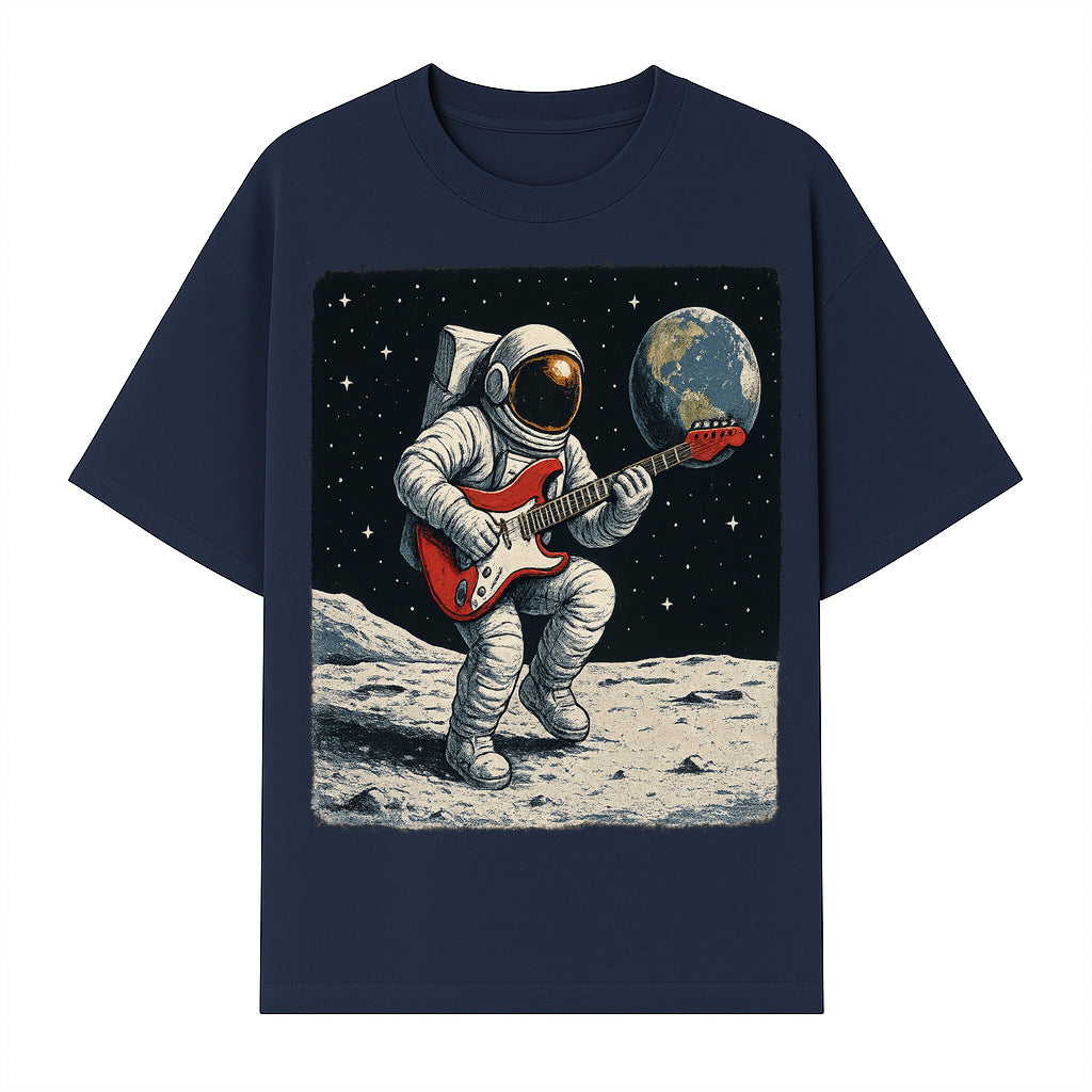 Astronaut Playing Electric Guitar in Space - Cosmic Music Art Print for Space Lovers and Musicians, Retro Style Wall Decor - T-shirt 1758273093614.jpg