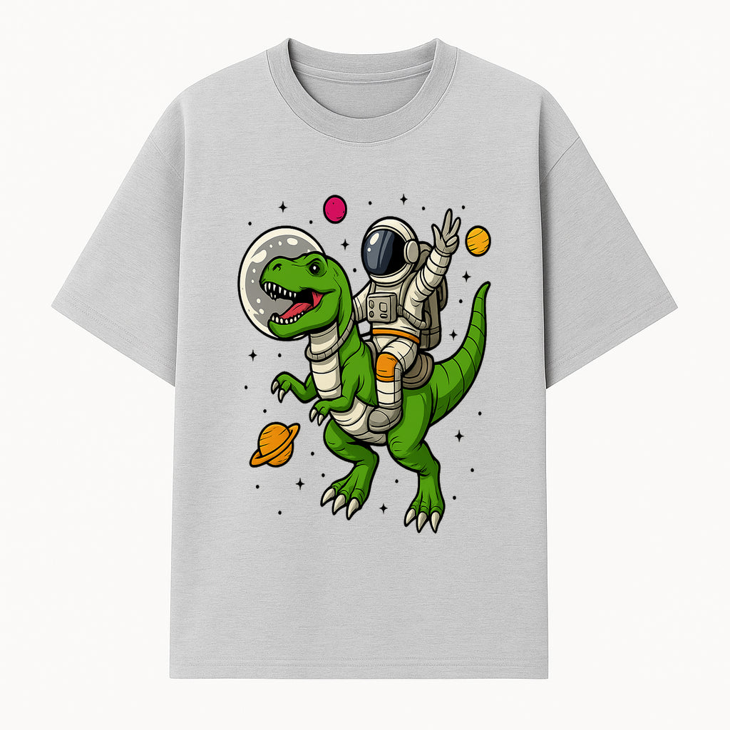 Astronaut Riding T-Rex Space Adventure Graphic Tee for Kids, Dinosaur and Space Theme Shirt, Fun Outer Space Design - T-shirt 1758273093724.jpg