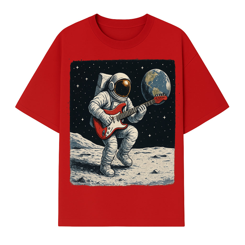 Astronaut Playing Electric Guitar in Space - Cosmic Music Art Print for Space Lovers and Musicians, Retro Style Wall Decor - T-shirt 1758273093757.jpg