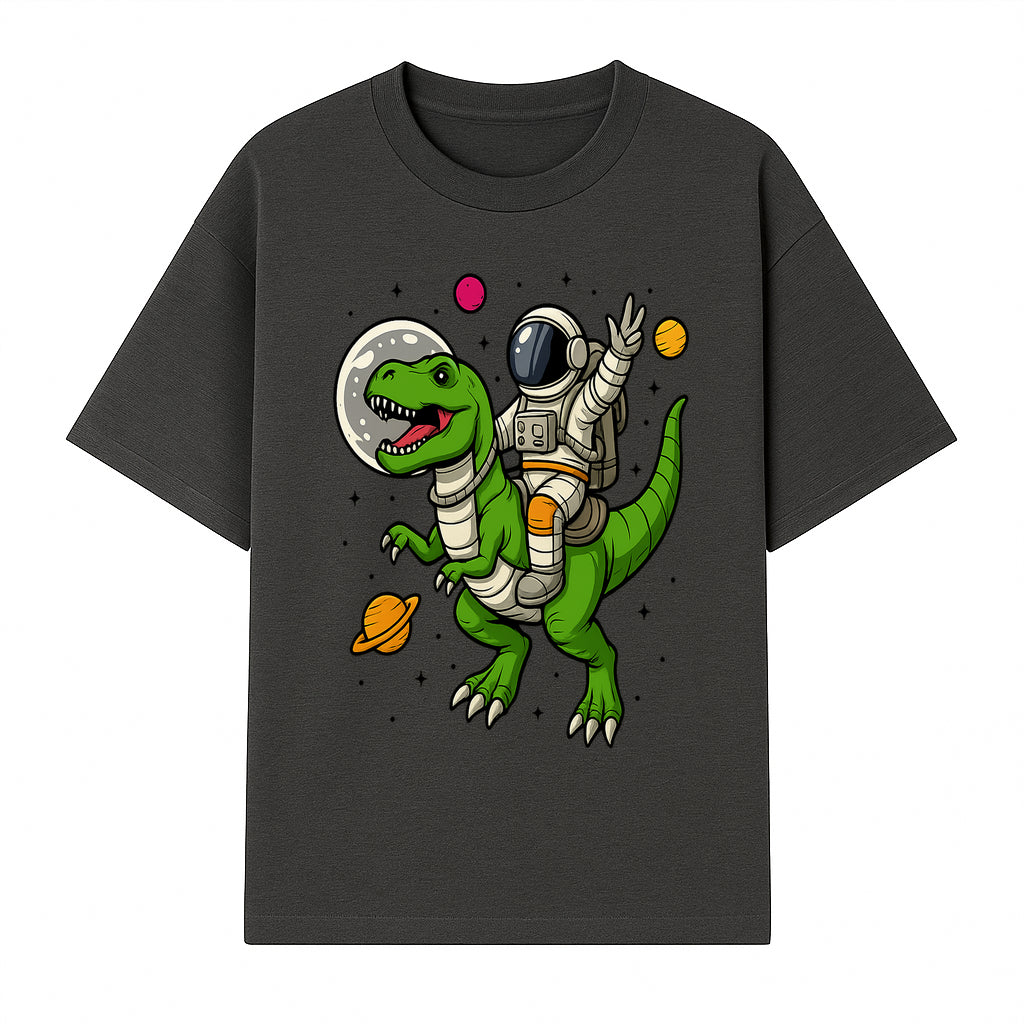 Astronaut Riding T-Rex Space Adventure Graphic Tee for Kids, Dinosaur and Space Theme Shirt, Fun Outer Space Design - T-shirt 1758273094033.jpg