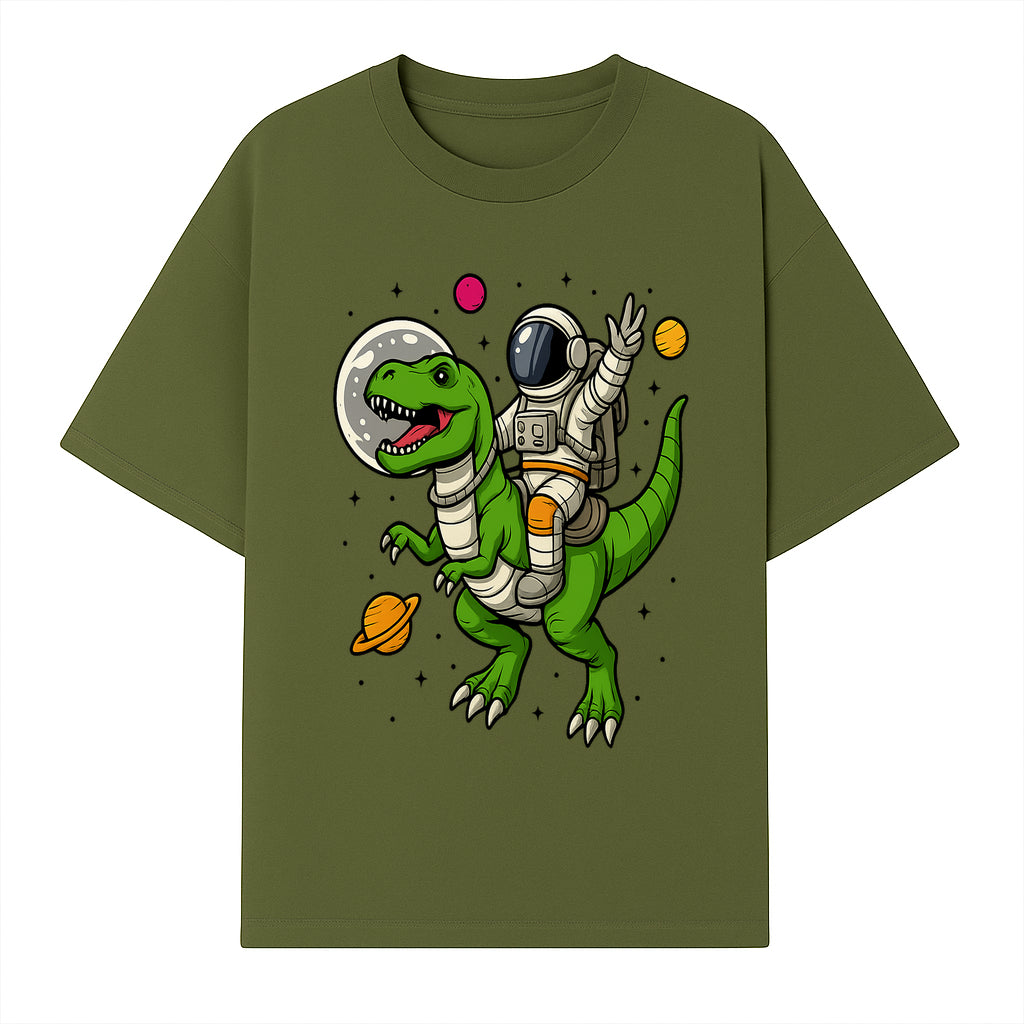 Astronaut Riding T-Rex Space Adventure Graphic Tee for Kids, Dinosaur and Space Theme Shirt, Fun Outer Space Design - T-shirt 1758273094181.jpg
