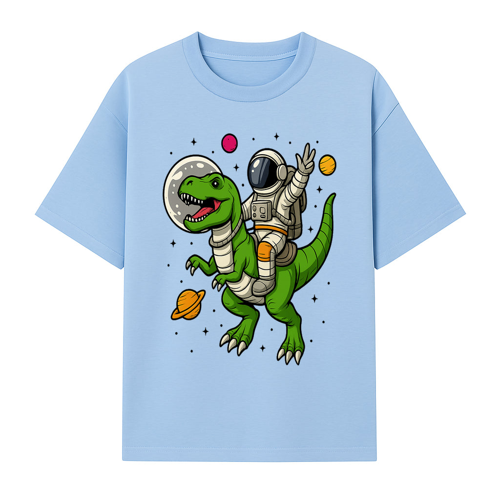 Astronaut Riding T-Rex Space Adventure Graphic Tee for Kids, Dinosaur and Space Theme Shirt, Fun Outer Space Design - T-shirt 1758273094481.jpg