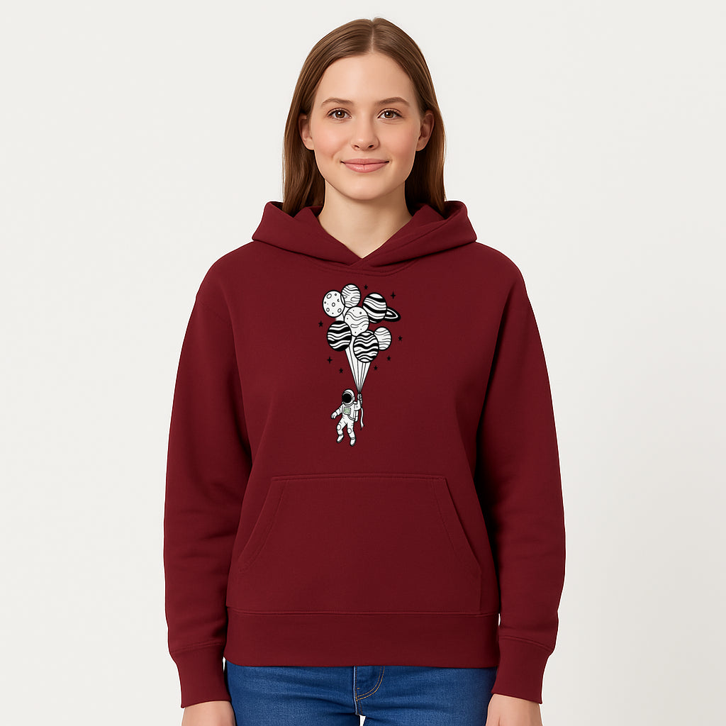 Astronaut with Planet Balloons Graphic Tee, Space Theme Shirt, Cosmic Adventure Apparel, Unisex Astronaut Design, Gift for Space Lovers - Hoodie 1758273094709.jpg