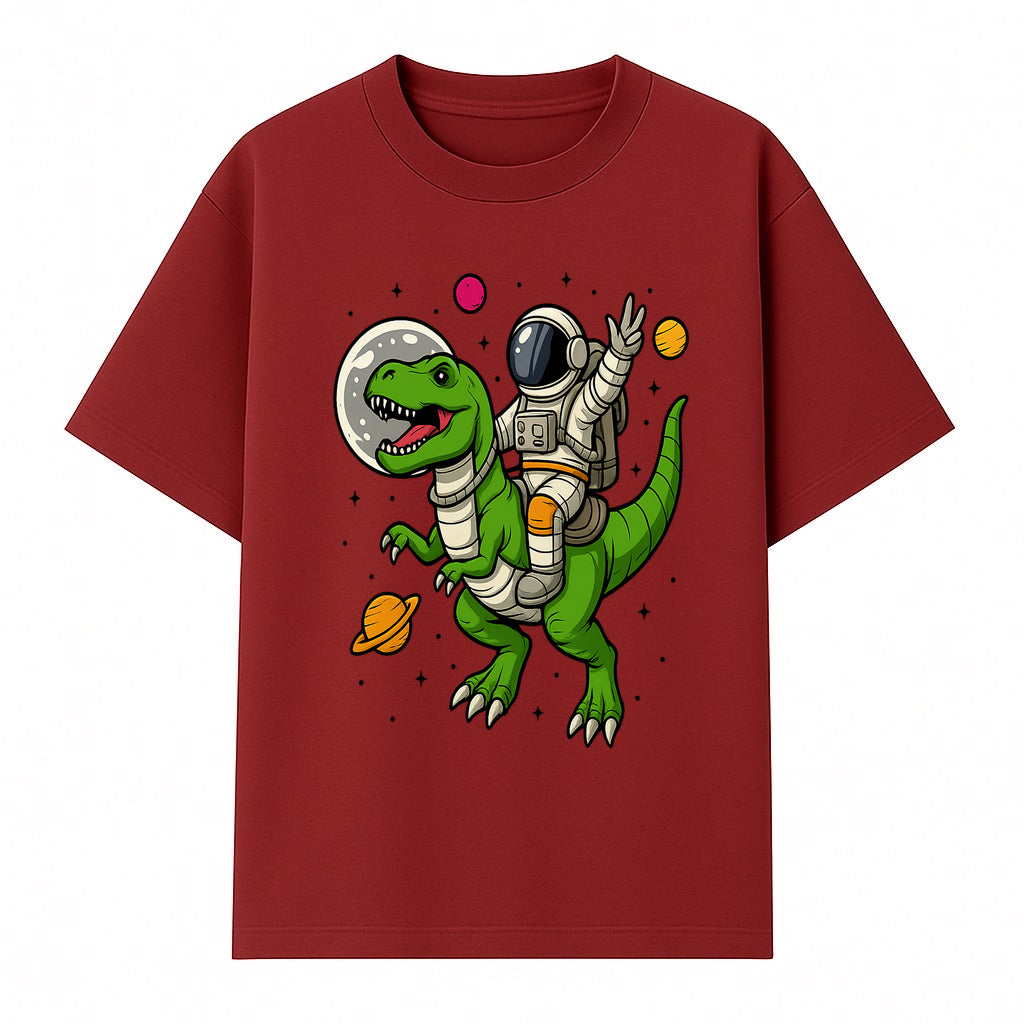 Astronaut Riding T-Rex Space Adventure Graphic Tee for Kids, Dinosaur and Space Theme Shirt, Fun Outer Space Design - T-shirt 1758273094787.jpg
