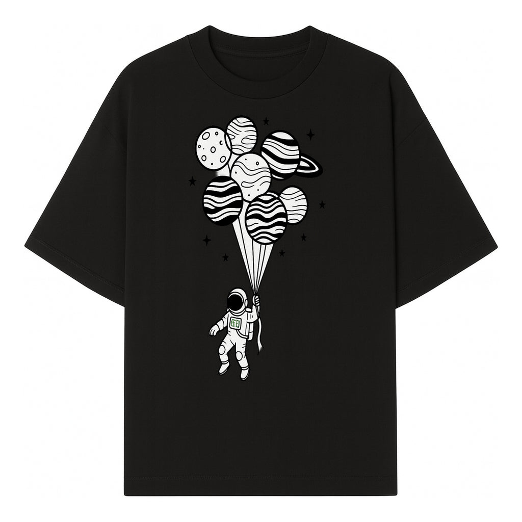 Astronaut with Planet Balloons Graphic Tee, Space Theme Shirt, Cosmic Adventure Apparel, Unisex Astronaut Design, Gift for Space Lovers - T-shirt 1758273095036.jpg
