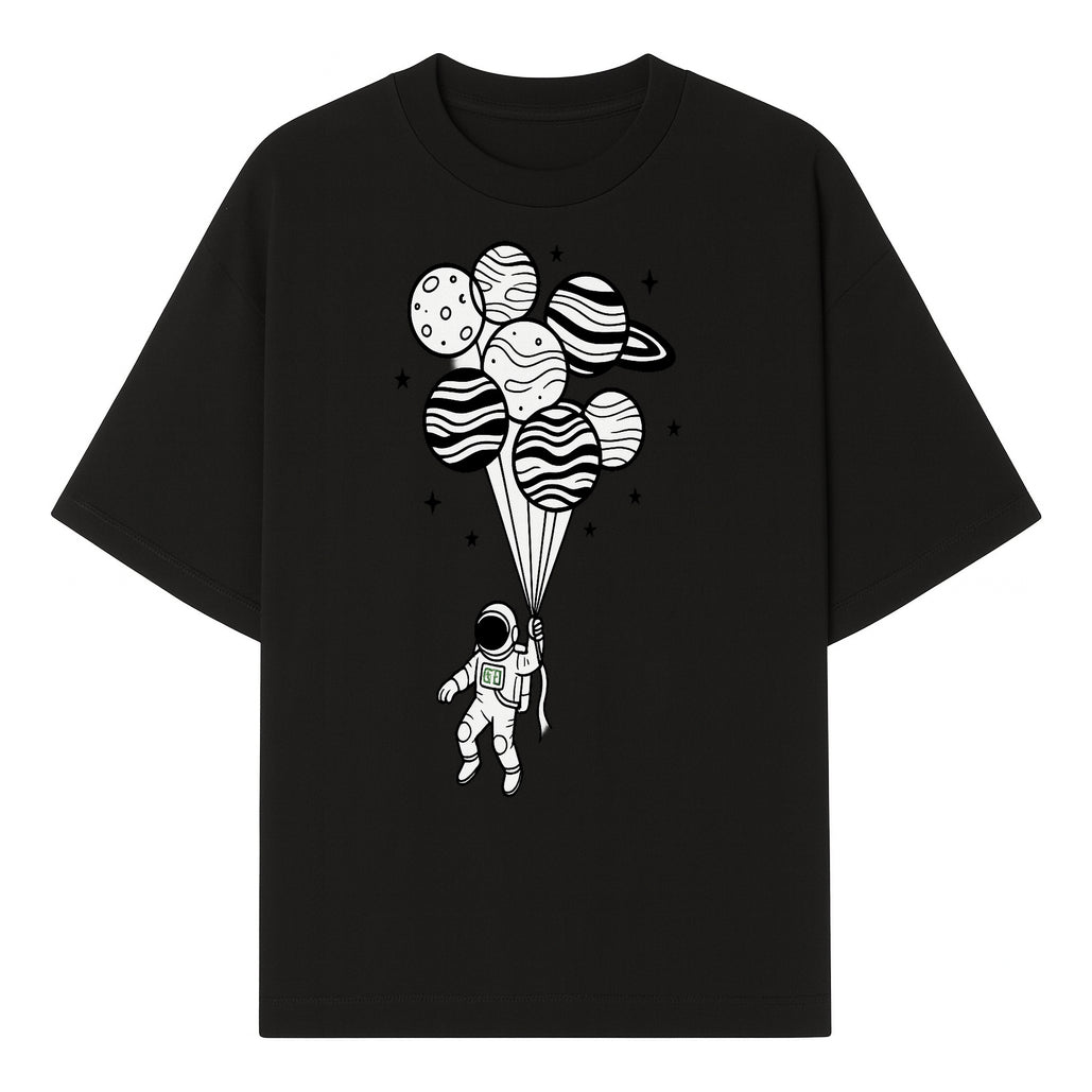 Astronaut with Planet Balloons Graphic Tee, Space Theme Shirt, Cosmic Adventure Apparel, Unisex Astronaut Design, Gift for Space Lovers - T-shirt 1758273095036.jpg