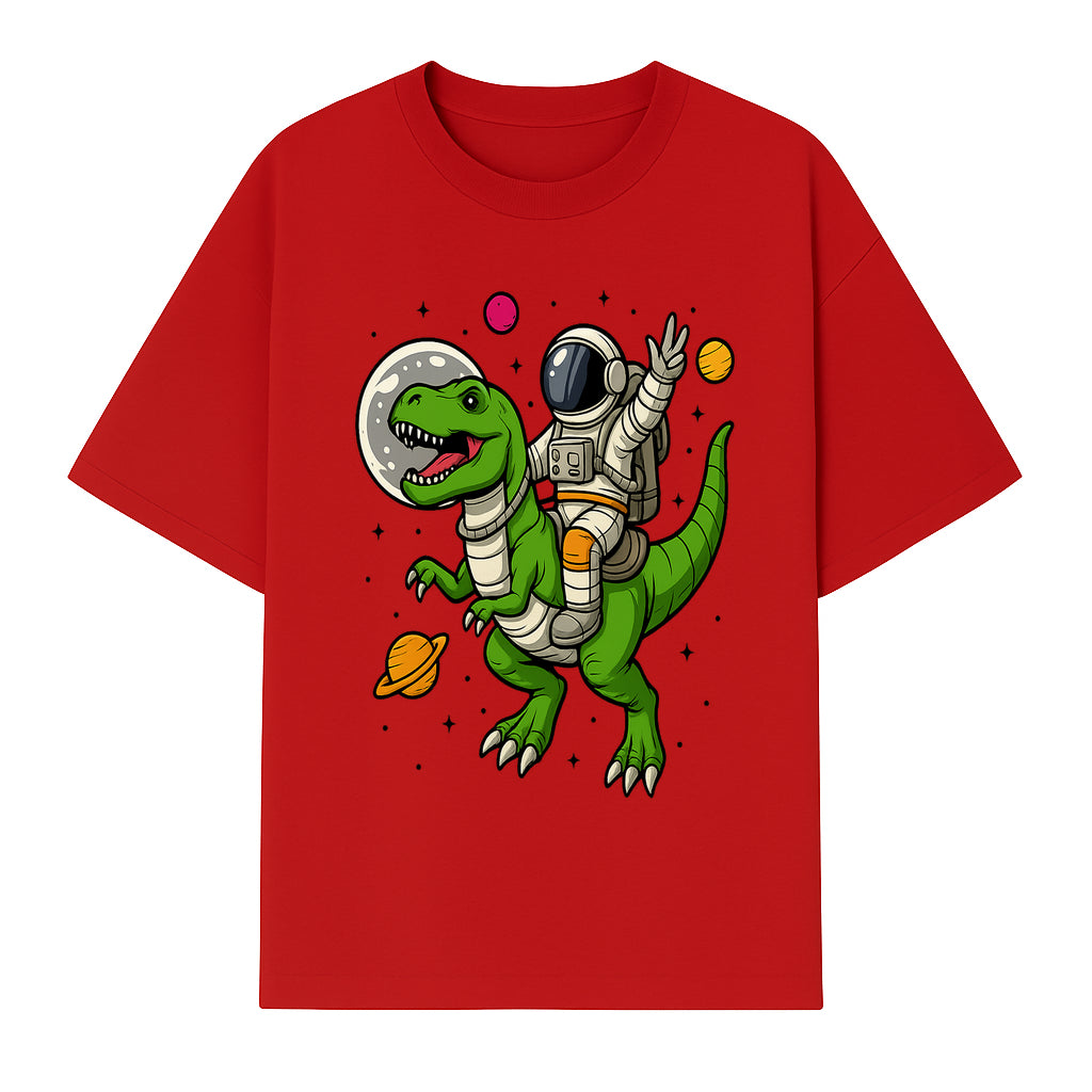 Astronaut Riding T-Rex Space Adventure Graphic Tee for Kids, Dinosaur and Space Theme Shirt, Fun Outer Space Design - T-shirt 1758273095105.jpg