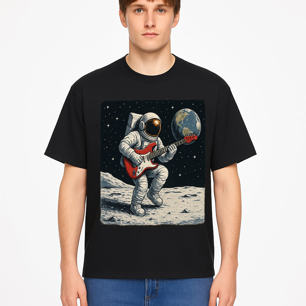 Astronaut Playing Electric Guitar in Space - Cosmic Music Art Print for Space Lovers and Musicians, Retro Style Wall Decor - T-shirt 1758273095173.jpg