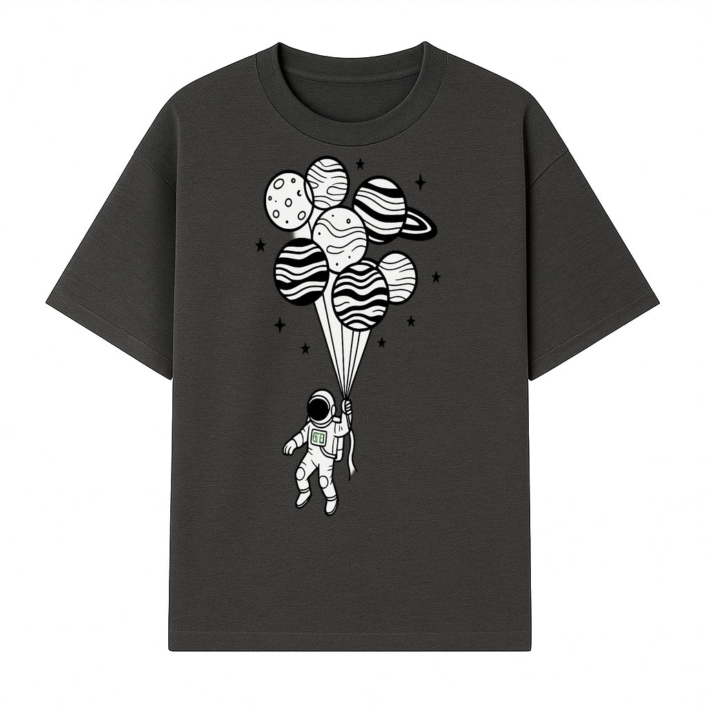 Astronaut with Planet Balloons Graphic Tee, Space Theme Shirt, Cosmic Adventure Apparel, Unisex Astronaut Design, Gift for Space Lovers - T-shirt 1758273095187.jpg