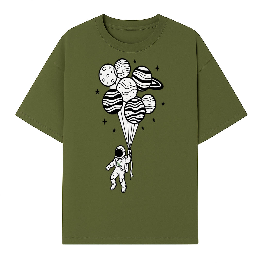 Astronaut with Planet Balloons Graphic Tee, Space Theme Shirt, Cosmic Adventure Apparel, Unisex Astronaut Design, Gift for Space Lovers - T-shirt 1758273095319.jpg