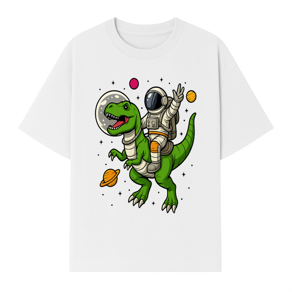 Astronaut Riding T-Rex Space Adventure Graphic Tee for Kids, Dinosaur and Space Theme Shirt, Fun Outer Space Design - T-shirt 1758273095381.jpg