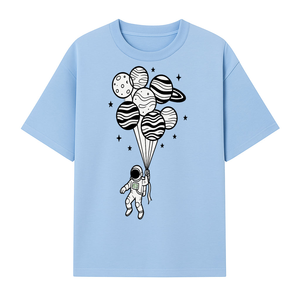 Astronaut with Planet Balloons Graphic Tee, Space Theme Shirt, Cosmic Adventure Apparel, Unisex Astronaut Design, Gift for Space Lovers - T-shirt 1758273095604.jpg