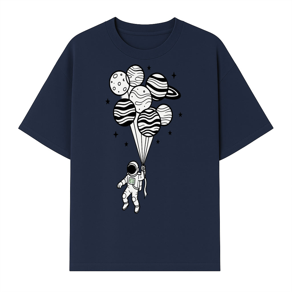 Astronaut with Planet Balloons Graphic Tee, Space Theme Shirt, Cosmic Adventure Apparel, Unisex Astronaut Design, Gift for Space Lovers - T-shirt 1758273096100.jpg