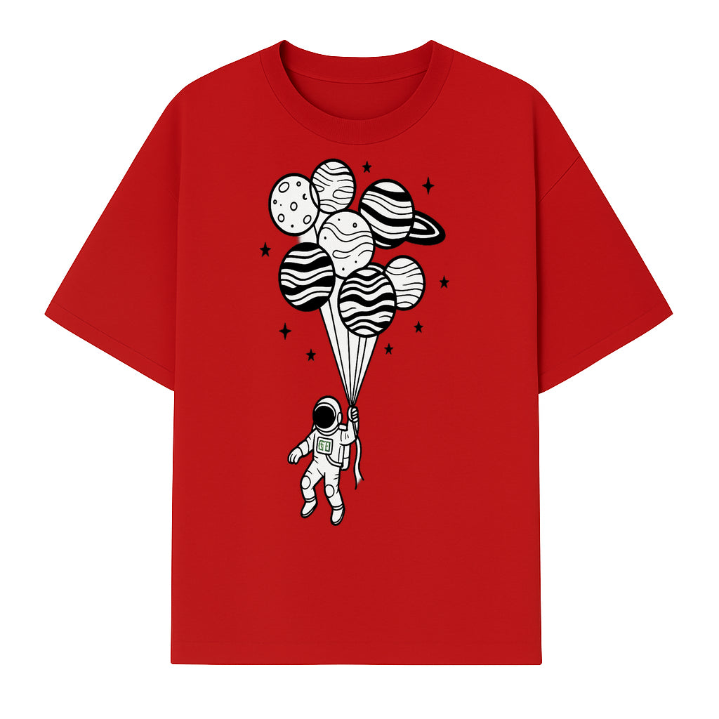 Astronaut with Planet Balloons Graphic Tee, Space Theme Shirt, Cosmic Adventure Apparel, Unisex Astronaut Design, Gift for Space Lovers - T-shirt 1758273096242.jpg