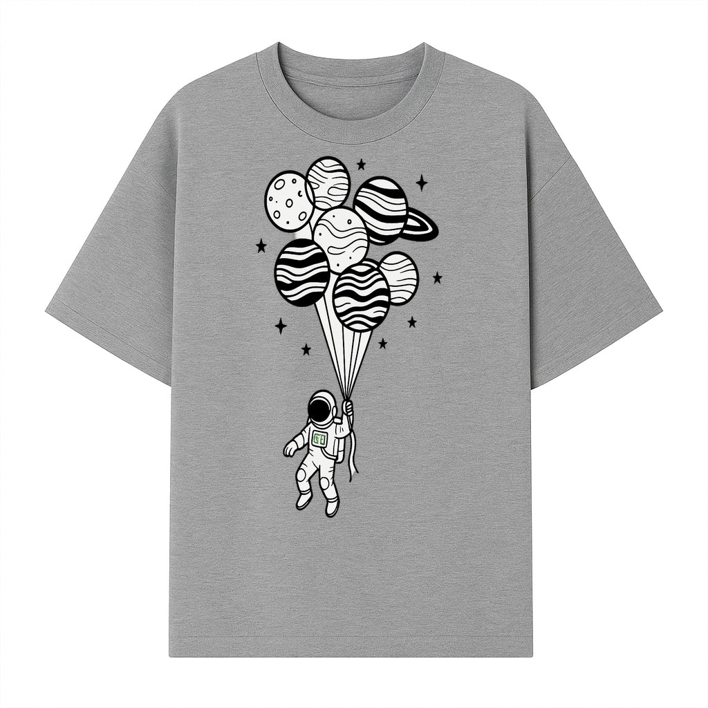 Astronaut with Planet Balloons Graphic Tee, Space Theme Shirt, Cosmic Adventure Apparel, Unisex Astronaut Design, Gift for Space Lovers - T-shirt 1758273096395.jpg