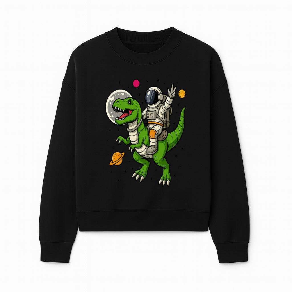 Astronaut Riding T-Rex Space Adventure Graphic Tee for Kids, Dinosaur and Space Theme Shirt, Fun Outer Space Design - Sweatshirt 1758273097007.jpg