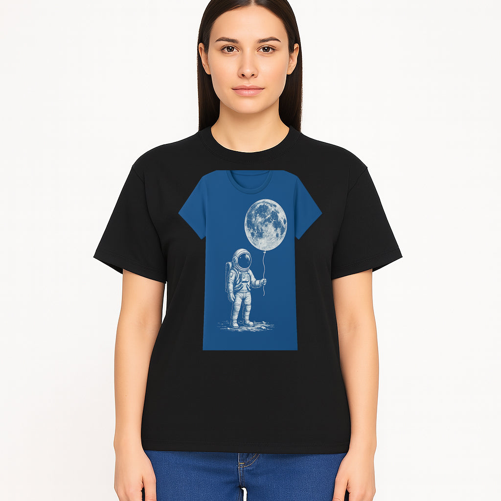 Astronaut Holding Moon Balloon T-Shirt | Space Themed Graphic Tee | Unique Gift for Sci-Fi Lovers and Dreamers - T-shirt 1758273097062.jpg