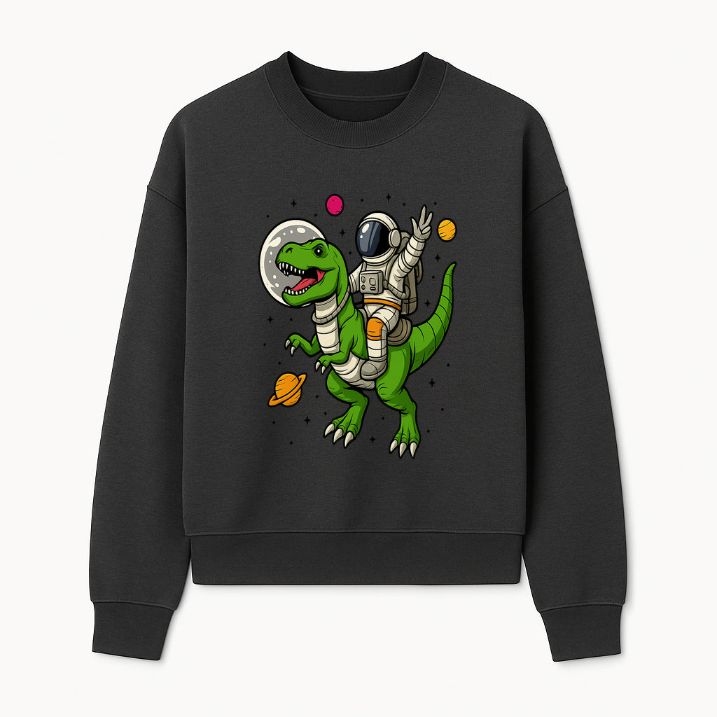 Astronaut Riding T-Rex Space Adventure Graphic Tee for Kids, Dinosaur and Space Theme Shirt, Fun Outer Space Design - Sweatshirt 1758273097159.jpg