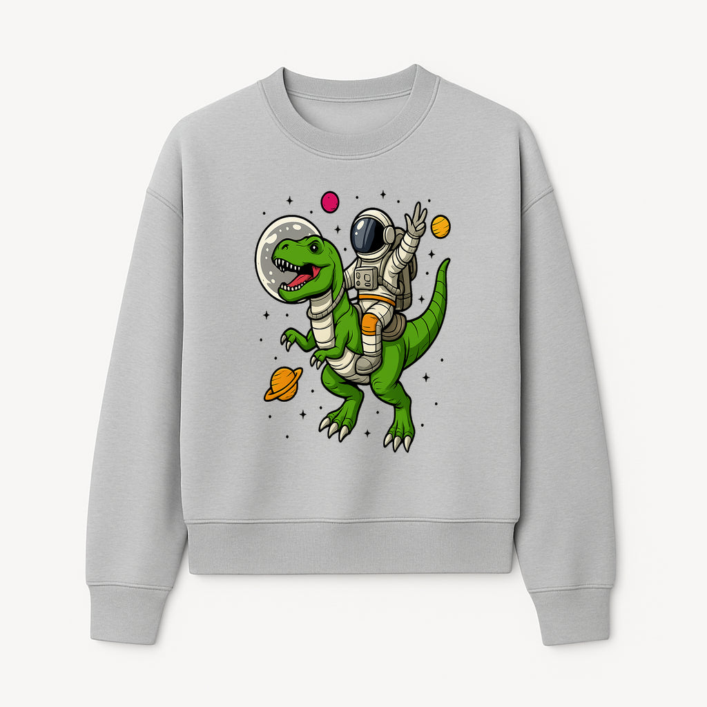Astronaut Riding T-Rex Space Adventure Graphic Tee for Kids, Dinosaur and Space Theme Shirt, Fun Outer Space Design - Sweatshirt 1758273097523.jpg