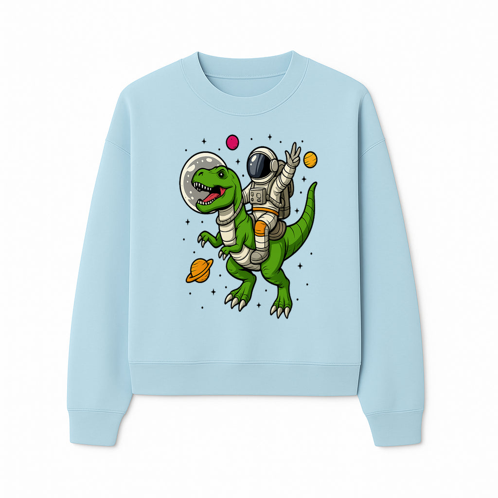 Astronaut Riding T-Rex Space Adventure Graphic Tee for Kids, Dinosaur and Space Theme Shirt, Fun Outer Space Design - Sweatshirt 1758273097708.jpg