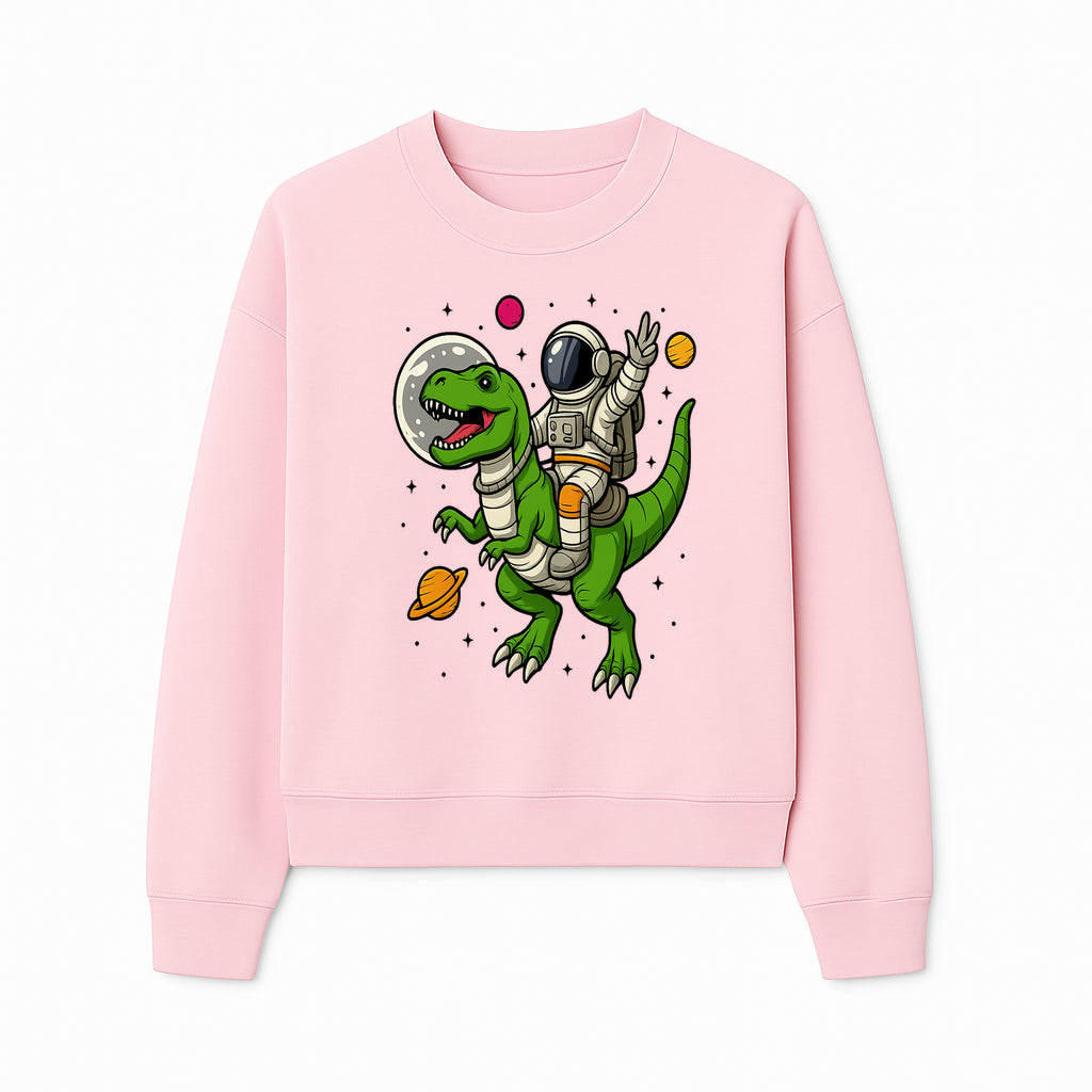 Astronaut Riding T-Rex Space Adventure Graphic Tee for Kids, Dinosaur and Space Theme Shirt, Fun Outer Space Design - Sweatshirt 1758273097862.jpg