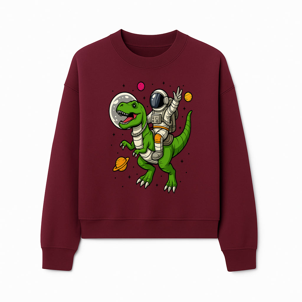 Astronaut Riding T-Rex Space Adventure Graphic Tee for Kids, Dinosaur and Space Theme Shirt, Fun Outer Space Design - Sweatshirt 1758273098023.jpg