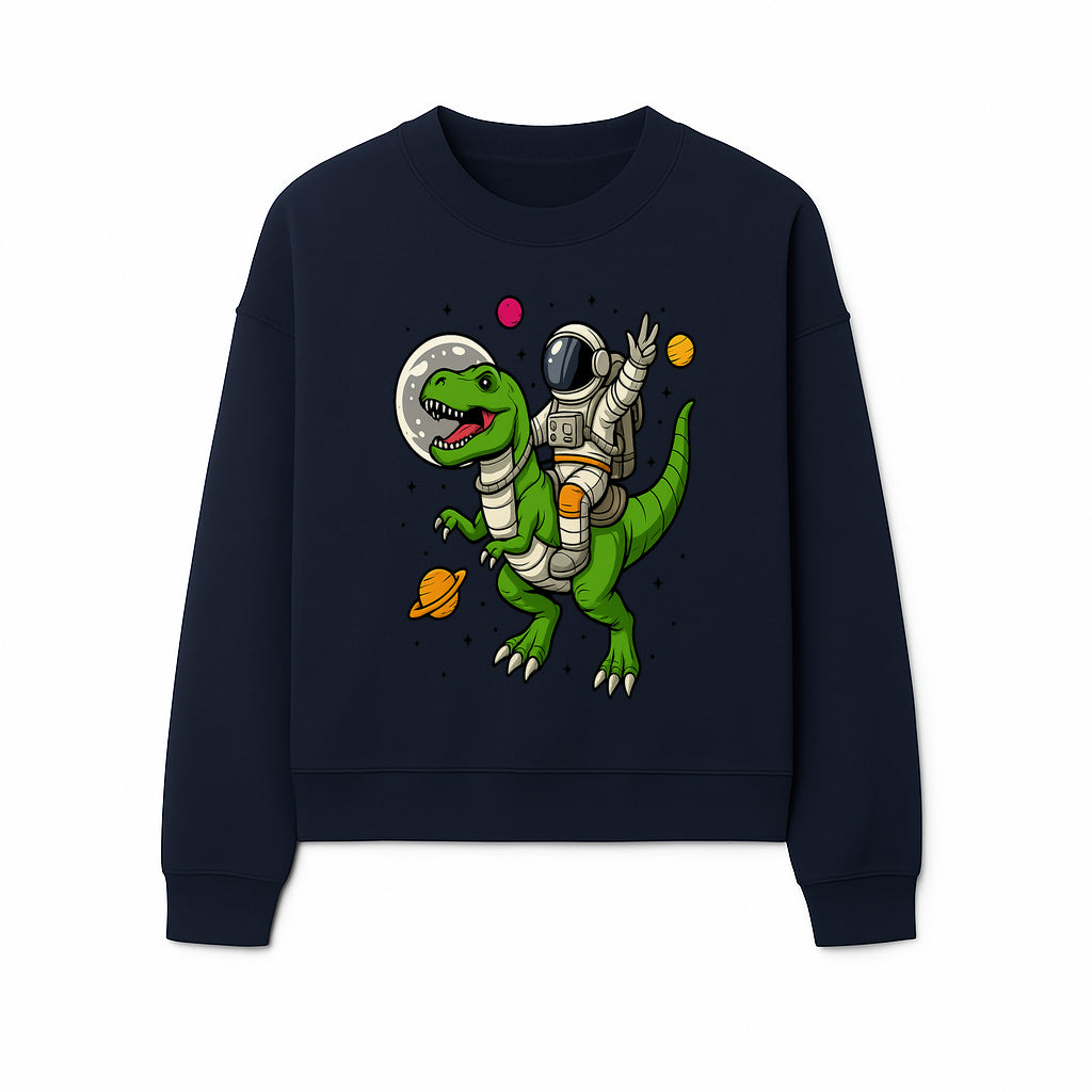 Astronaut Riding T-Rex Space Adventure Graphic Tee for Kids, Dinosaur and Space Theme Shirt, Fun Outer Space Design - Sweatshirt 1758273098173.jpg