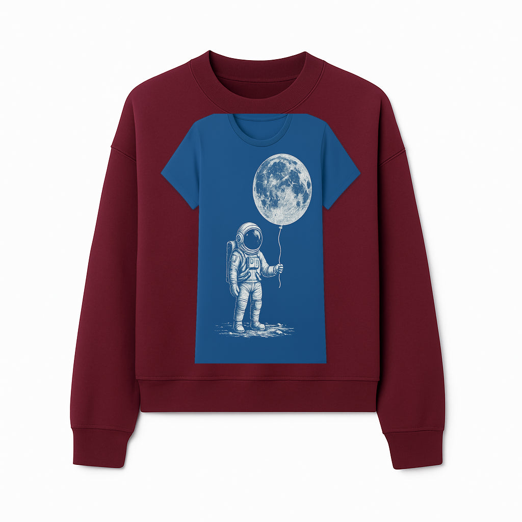 Astronaut Holding Moon Balloon T-Shirt | Space Themed Graphic Tee | Unique Gift for Sci-Fi Lovers and Dreamers - Sweatshirt 1758273098271.jpg