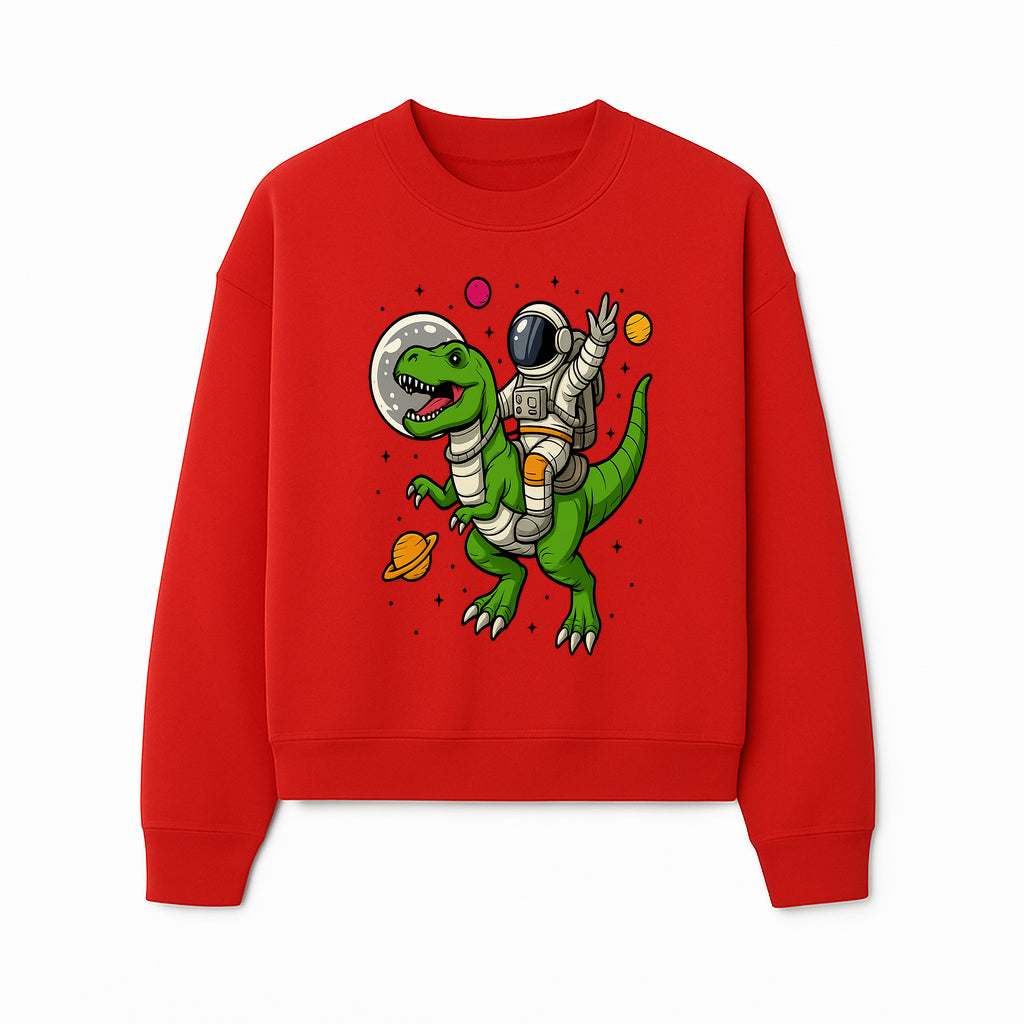 Astronaut Riding T-Rex Space Adventure Graphic Tee for Kids, Dinosaur and Space Theme Shirt, Fun Outer Space Design - Sweatshirt 1758273098305.jpg