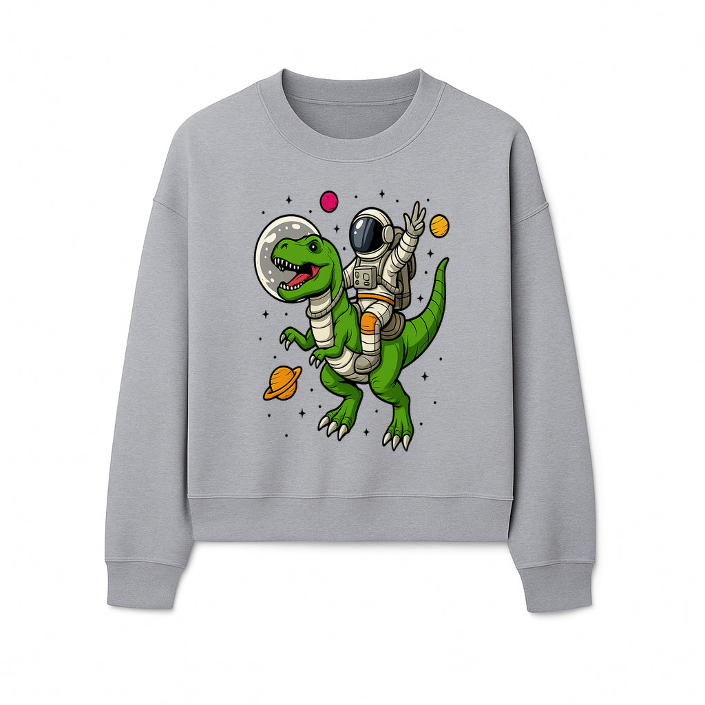 Astronaut Riding T-Rex Space Adventure Graphic Tee for Kids, Dinosaur and Space Theme Shirt, Fun Outer Space Design - Sweatshirt 1758273098443.jpg