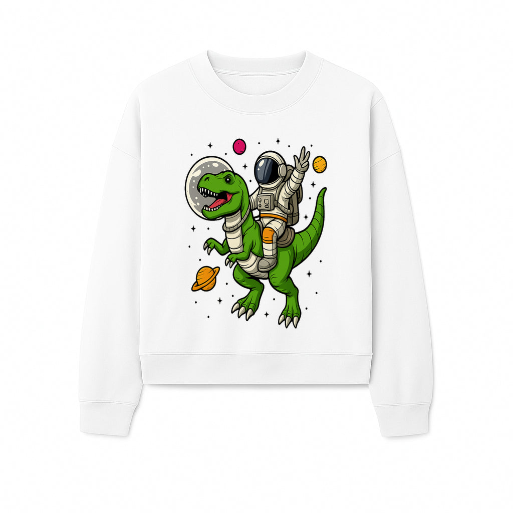 Astronaut Riding T-Rex Space Adventure Graphic Tee for Kids, Dinosaur and Space Theme Shirt, Fun Outer Space Design - Sweatshirt 1758273098618.jpg