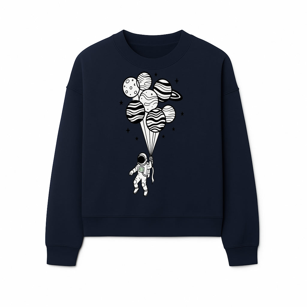Astronaut with Planet Balloons Graphic Tee, Space Theme Shirt, Cosmic Adventure Apparel, Unisex Astronaut Design, Gift for Space Lovers - Sweatshirt 1758273099037.jpg