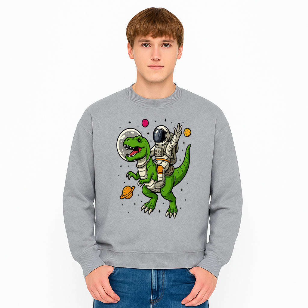 Astronaut Riding T-Rex Space Adventure Graphic Tee for Kids, Dinosaur and Space Theme Shirt, Fun Outer Space Design - Sweatshirt 1758273099771.jpg