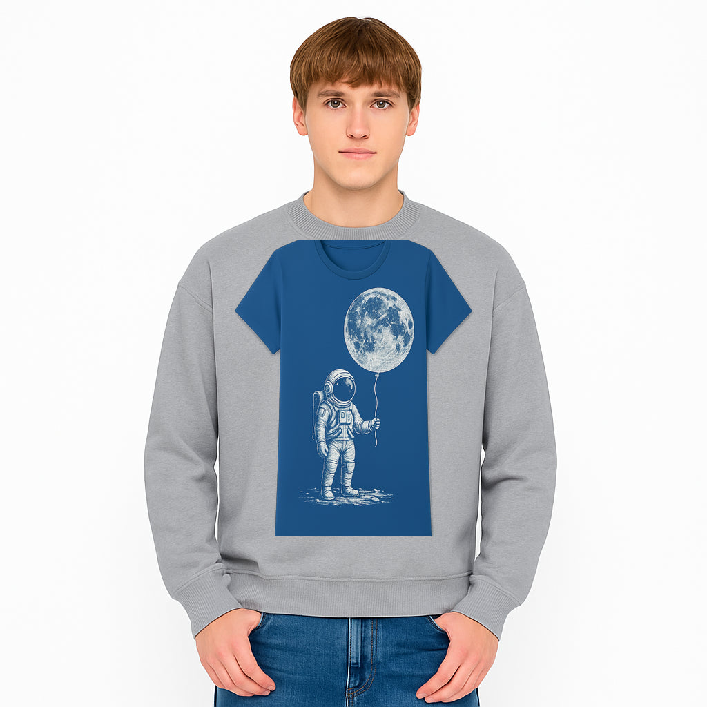 Astronaut Holding Moon Balloon T-Shirt | Space Themed Graphic Tee | Unique Gift for Sci-Fi Lovers and Dreamers - Sweatshirt 1758273099974.jpg