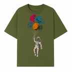 Astronaut with Planet Balloons T-Shirt | Space Themed Graphic Tee | Cute Outer Space Adventure Design for Kids & Adults - T-shirt 1758273101388.jpg