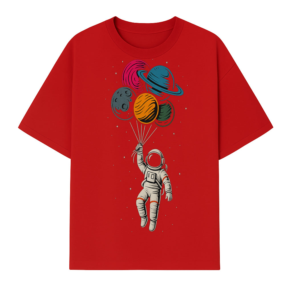 Astronaut with Planet Balloons T-Shirt | Space Themed Graphic Tee | Cute Outer Space Adventure Design for Kids & Adults - T-shirt 1758273102251.jpg